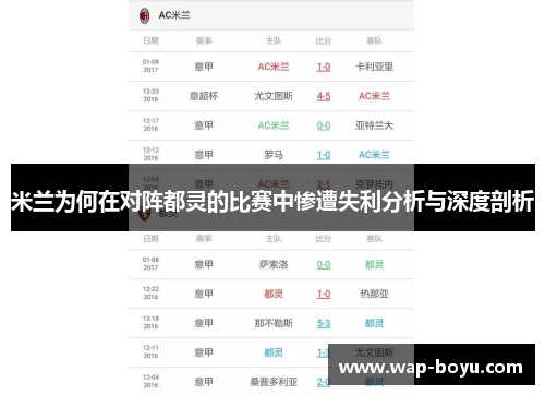 米兰为何在对阵都灵的比赛中惨遭失利分析与深度剖析